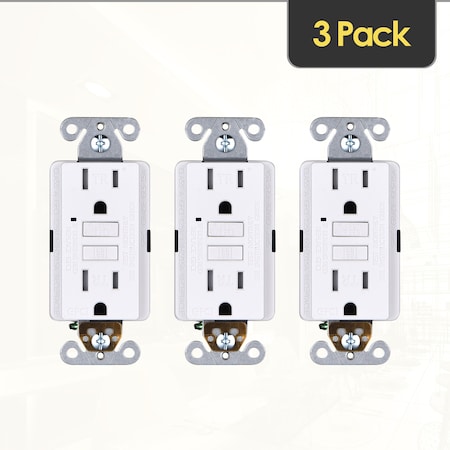 Faith Self-Test 15A TR GFCI Outlet Receptacle, White, PK 3 GLS-15ATR-WH-03